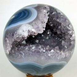 bijoux-et-mineraux:  Agate Geode Sphere with Amethyst - Brazil