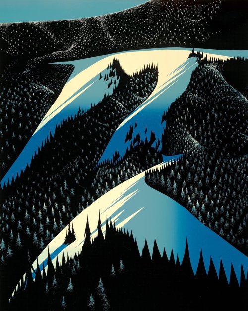 Eyvind Earle (United States) 1916-2000)Black Evergreen Forest   1981