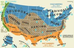 queenbookwench:anaisnein: anaisnein:   mapsontheweb:   US climate with equivalent cities from around the world. Keep reading   This is the greatest map I have ever seen. I want an interactive version where you can click on any city in the world and get