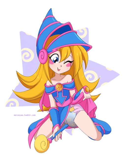merunyaa:Toon Dark Magician Girl wearing a diaper. The diaper design can be elements from her colors