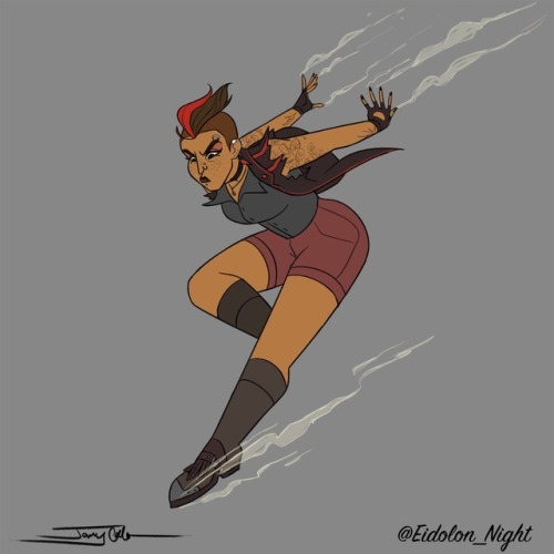 musicalravencreates:jennycalabro:Needed to draw Lady Flame and her magical leap from the latest epis