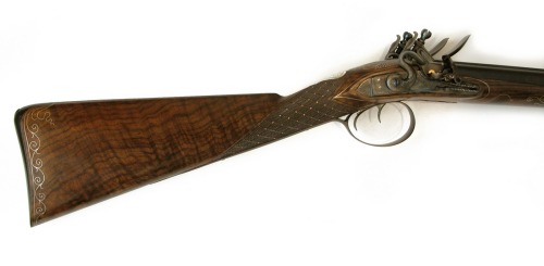 Contemporary made double barrel flintlock fowler.  Handcrafted by Allen Sandy.