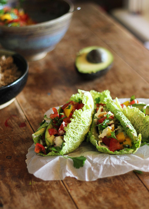 Fresh Summer Tacos with Cashew Sour Cream, Chopped Summer Salsa, and Sunflower Pate #rawfoodwednesda