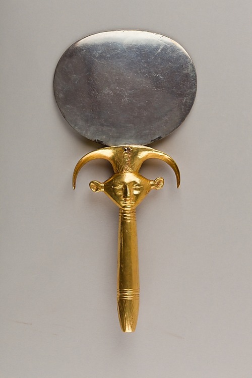 Mirror with Handle in the Form of Hathor Emblem (c. 1500 BCE). Egypt.