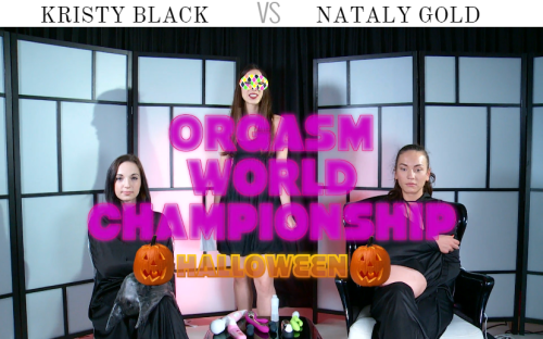 Orgasm World Championship : New match for Halloween between Kristy Black & Nataly Gold. The girl