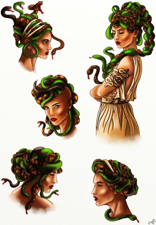 alexandriad:little medusa sketchdump because I should be studying and of course I’m doing everything