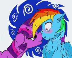 thetwidashsketchbook:nose boop! umm i wonder what twilight is telling dash?  drawing of the week XDX3