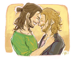 dragonmuse:  artmediocre:   Dedicated to Vera for her lovely Hobbit fics. I’m not quite sure, but this is my best attempt to visualize modern!AU Kili &amp; Fili without losing their identity (cause sometimes it ended up becoming Aidan/Dean themself