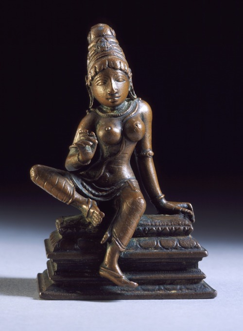 Sculpture (copper alloy) of the Hindu goddess Parvati, from Tamil Nadu, India.  Artist unknown; 11th