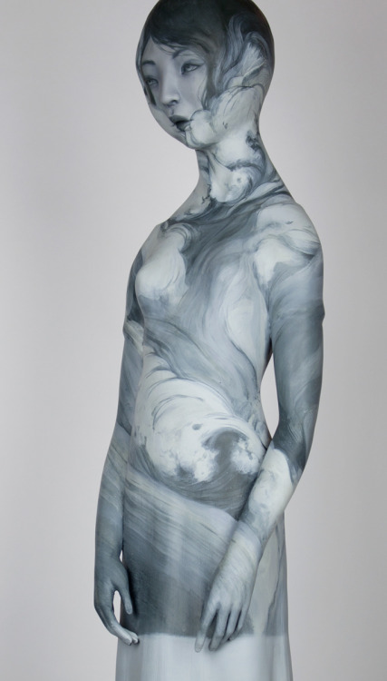 eiruvsq: Sculptor & Artist: GOSIA “// BENEATH THE WAVES” POLYMER GYPSUM 8.5" x 6.5" x 43" POLYMER GYPSUM  MOUNTED STANDING FIGURE 2016 