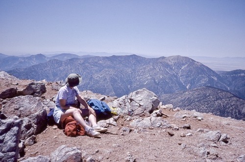 J at Summit of Old Baldy (Mt. San Antonio), Los Angeles County, California, 1990.