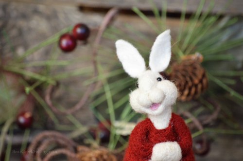 White Christmas Bunny needle felted by Teresa Perleberg