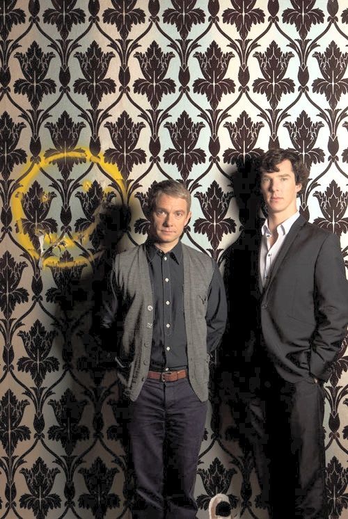 nixxie-fic:  BBC Sherlock - Sherlock &amp; John &amp; Smiley Wallpaper Promo Pictures - I&rs