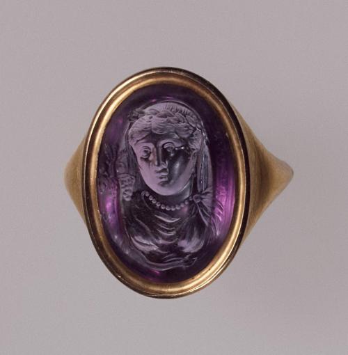 The Goddess FortunaKrater and VineAbduction of EuropaAncient Roman carved amethyst intaglio rings (H
