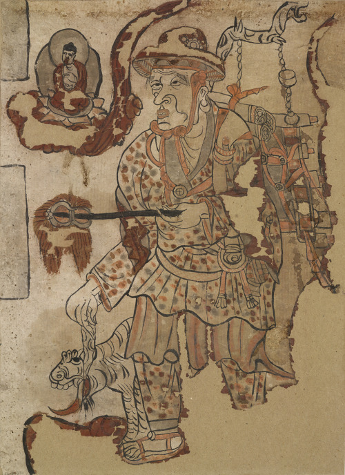 Traveling Buddhist Chinese Monk, ca. 851–900 CE. Found in the Dunhuang caves, at the gateway between