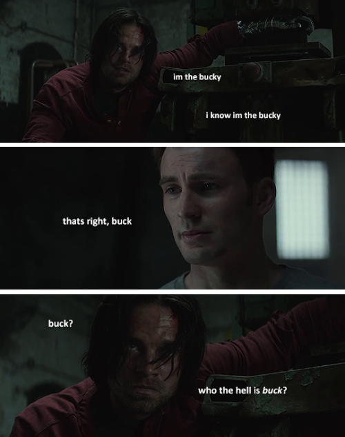 mishasminions:  BUCKY’S CHARACTER DEVELOPMENT   “im the bucky” lmfao 