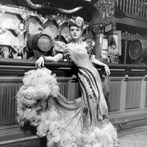 life:Angela Lansbury in costume on the set of the 1946 film, “The Harvey Girls.” This photo is from 