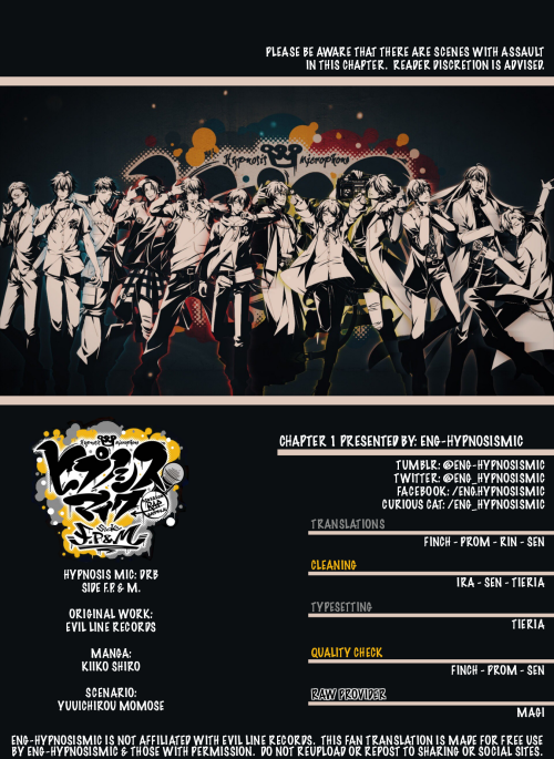 Presenting the first chapter of Hypnosis Mic -Division Rap Battle- Side FP&amp;M, as translated 