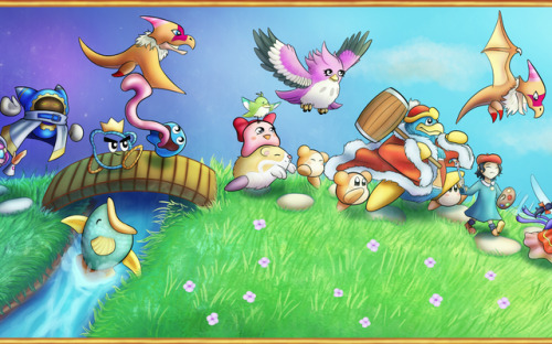 celestiadragonknight: This is the piece I did to celebrate Kirby’s 25th anniversary! Happy Bir
