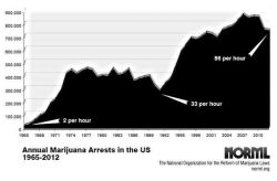thesociologicalcinema:    Annual Marijuana Arrests in the US, 1865-2012Source: NORML  