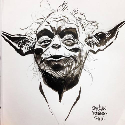 Yoda head sketch at #dallasfanexpo in AA. #yoda #starwars #andrewrobinson