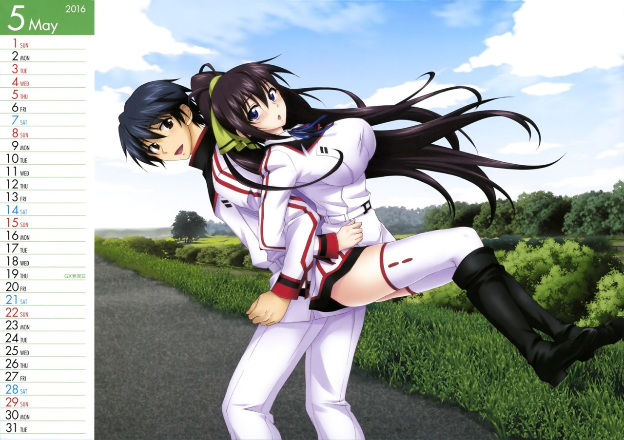 yuuki homura infinite stratos calendar nopan seifuku thighhighs | #352706 | yande.re