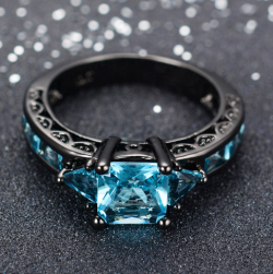 culturenlifestyle:Black Gold Filled Aquamarine Ring For Sale! Surprise Your Special Someone With One of These! ***SALE FOR A LIMITED TIME*** –&gt; GET IT HERE &lt;–