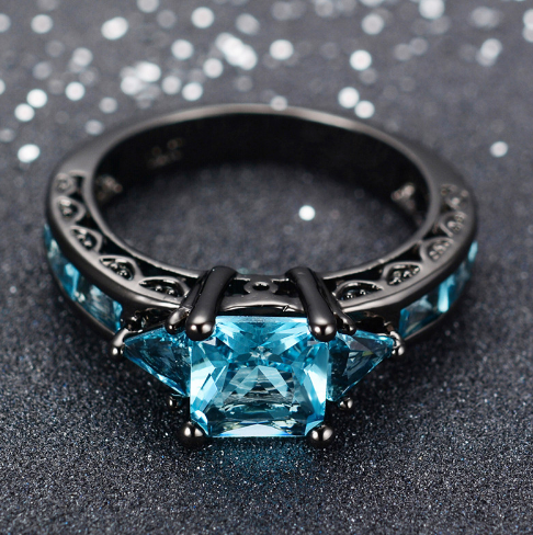 culturenlifestyle:Black Gold Filled Aquamarine Ring For Sale! Surprise Your Special Someone With One of These! ***SALE FOR A LIMITED TIME*** –> GET IT HERE <–