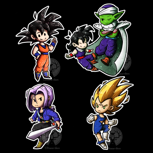 Hullo! I’m still alive! Here’s some DBZ stickers I’ve been working on the past few days.