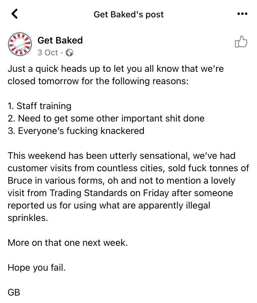 potatomuffn:hunterbiden:hunterbiden:the illegal sprinkles saga > bad art friend.To add on for those unaware of this bakery, this is Bruce:He’s an absolute mammoth of a chocolate cake (10 layers I think? Maybe more) that they sell by the slice