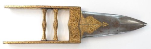 Gold inlaid Indian scissor katar, early 20th century.from Auctions Imperial