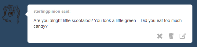 life-of-scootaloo:  Scoots: Ow…  xD Poor lil filly~ Wonder how many years of repeating