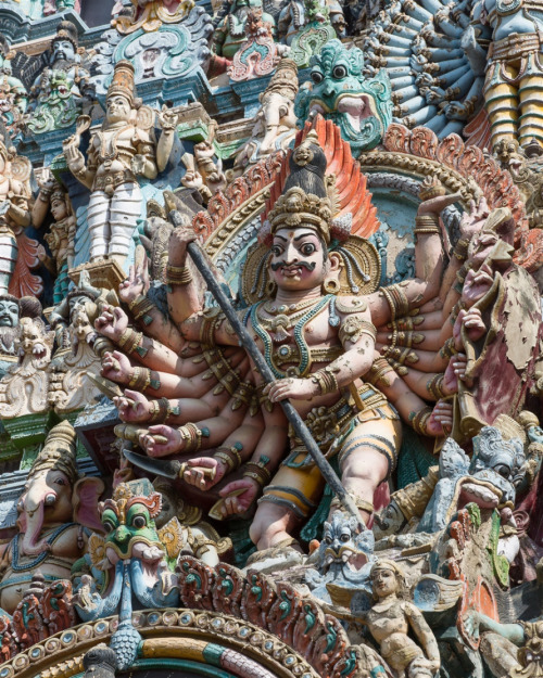 Details from Madurai temple gopuram, Tamil Nadu, photos by Kevin Standage, more at https://kevinstan