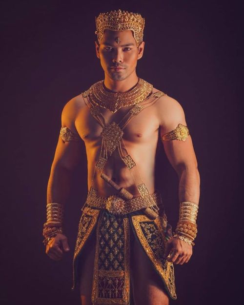 Model wearing royal Khmer Empire clothing from Cambodia