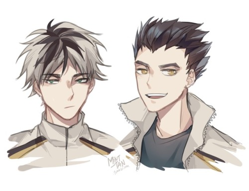 Bokuaka swapped hair color!(bokuto with black hair seems very…. different…) will do swapped hairstyl