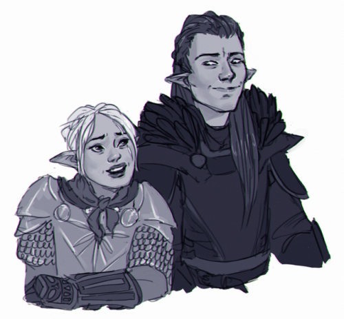 magnus-mcelroy: chikkenhawke: sketched my faves :’0 [Image description: A greyscale drawing of