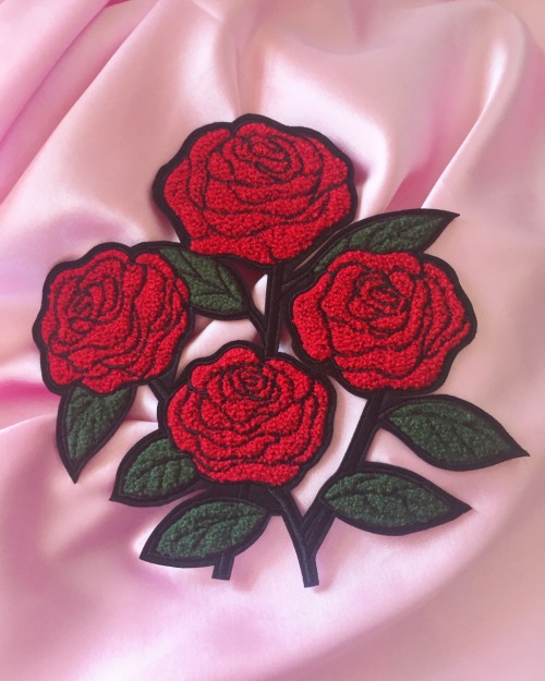 creepygals:Large Chenille Rose Patch Available at www.creepygals.com