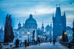 untiltheseashallfreethem:  allthingseurope:  Charles Bridge, Prague (by katieneil)   Reblogging because I have stood on this bridge.  It’s over 600 years old, and I walked across it every day last July.