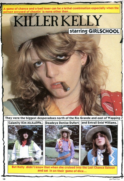 sowhatifiliveinjapan:Killer Kelly starring Girlschool from Flexipop (Issue #7, 1981)
