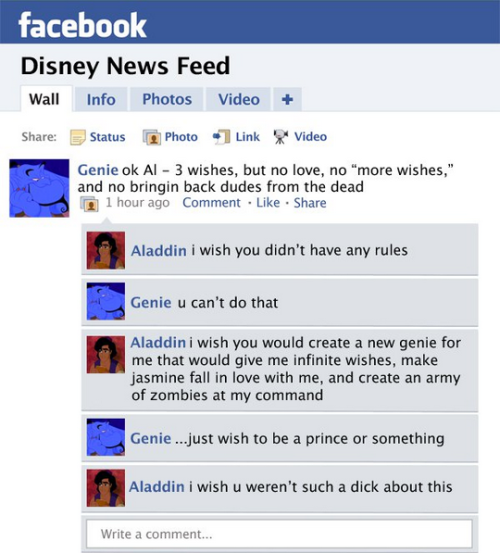 collegehumor:  Disney Facebook News Feed