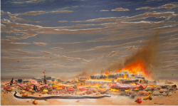 blastedheath:  Tim Storrier (Australian, b. 1949), The Fall (Incendiary Detritus), 2000. Acrylic on canvas, 72 1/16 x 120 in.