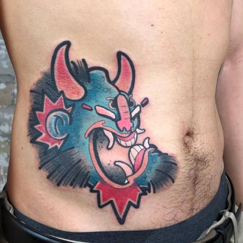 Inwoo getting his Dokkaebi (Korean goblin) tattoo by Carlo Sohl in Berlin, March 2018 I © Yujae Mana
