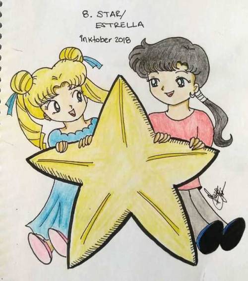 Inktober Day 8: Star / EstrellaUsagi & Seiya versión mini#inktober #inktober2018 #star #sail