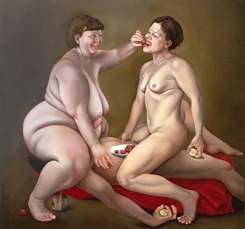 theartofobesity:Lilith und Eva (2013) by German painter Lilli Hill