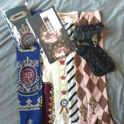 Japan sock haul! Socks from #angelicpretty, #aatp, #swimmer and #innocentworld #lolitafashion