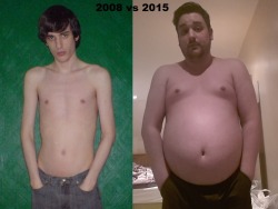 ukfa:  Just under 294lbs on empty now! Found a random pic from 2008 so obviously I had to make a comparison :) This is what it looks like to double your weight (and a little bit more) btw! If you wanna help me double up again I’m still open for feedings,