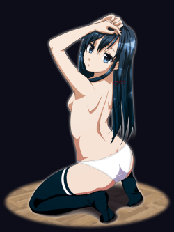 alohattlove:  breasts expressionless hair ribbon itou nobuhiro kneeling long hair 
