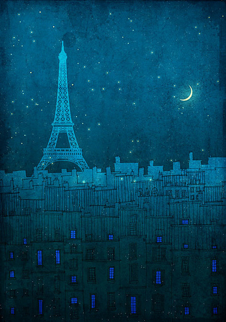 coffeepeople:  Paris, The Eiffel tower :: 5x7" Illustration Art Print by TubiduGraphics on Flickr.