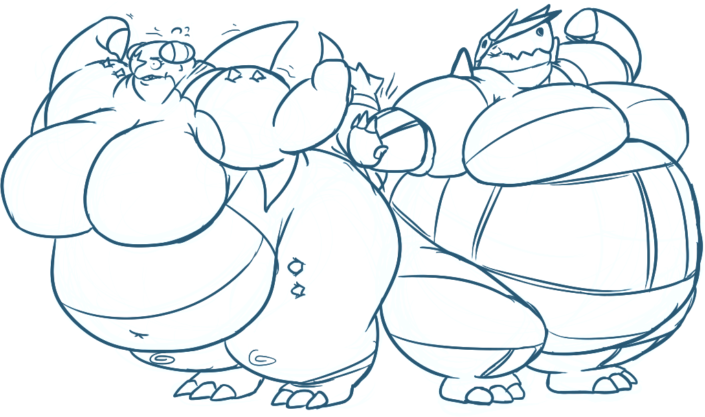 eddybelly:  Sketches of big sized pokémons with big thighs and tats from yesterday,