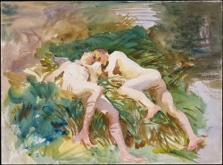 gayartists:Tommies Bathing (1918), John Singer Sargent 